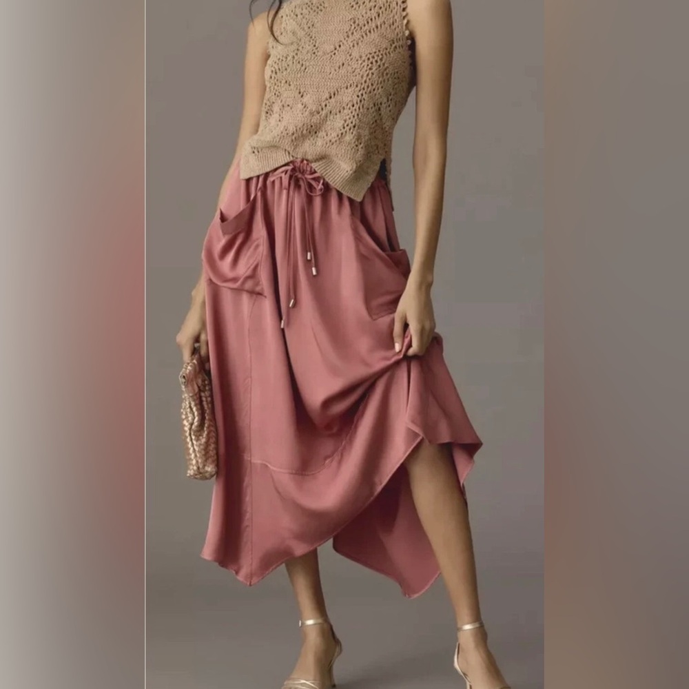 Anthropologie Silky Parachute Skirt Asymmetrical Skirt